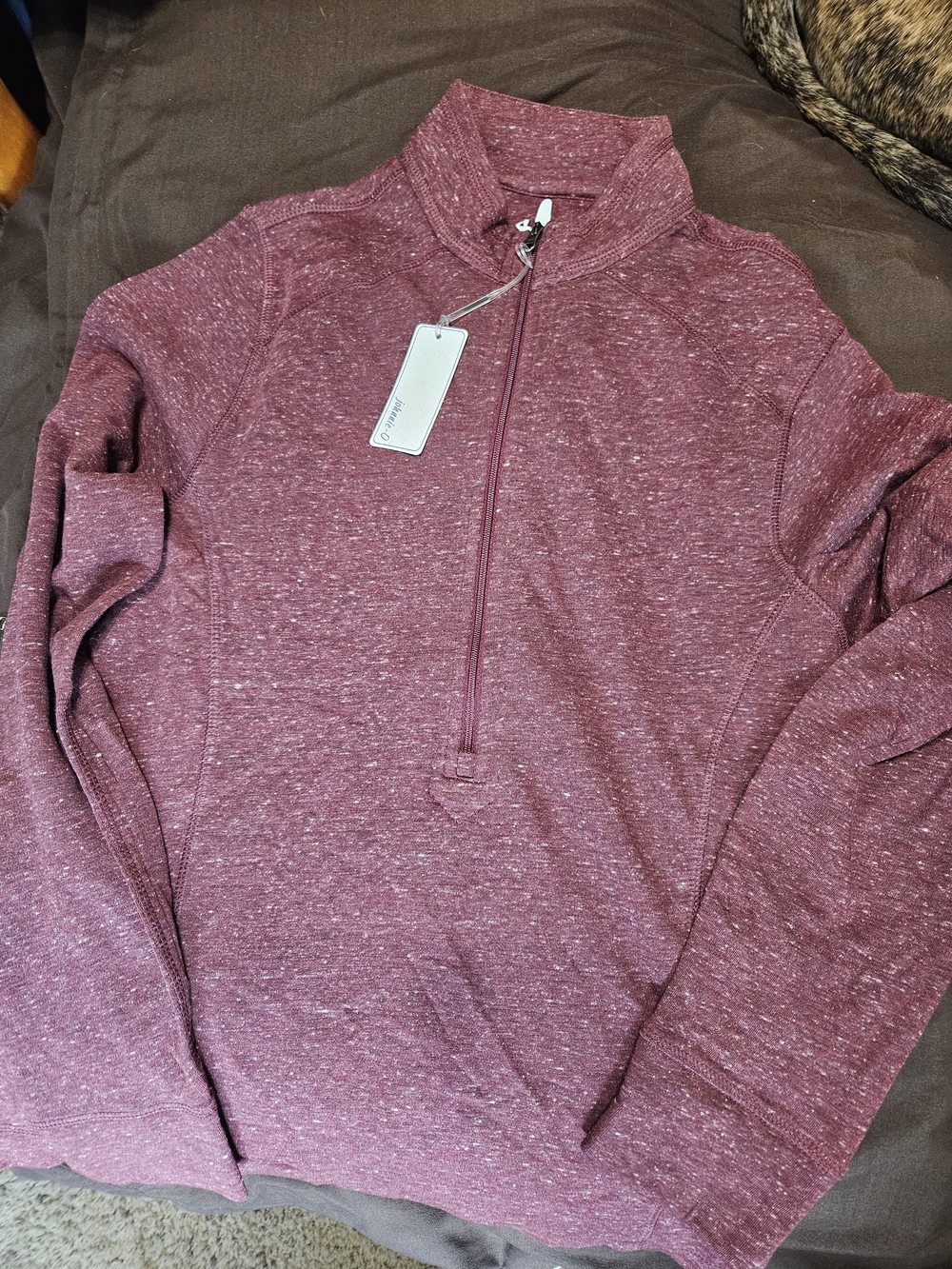 johnnie-O Womens Zip-Up Pullover Sweater - Heathered Burgundy